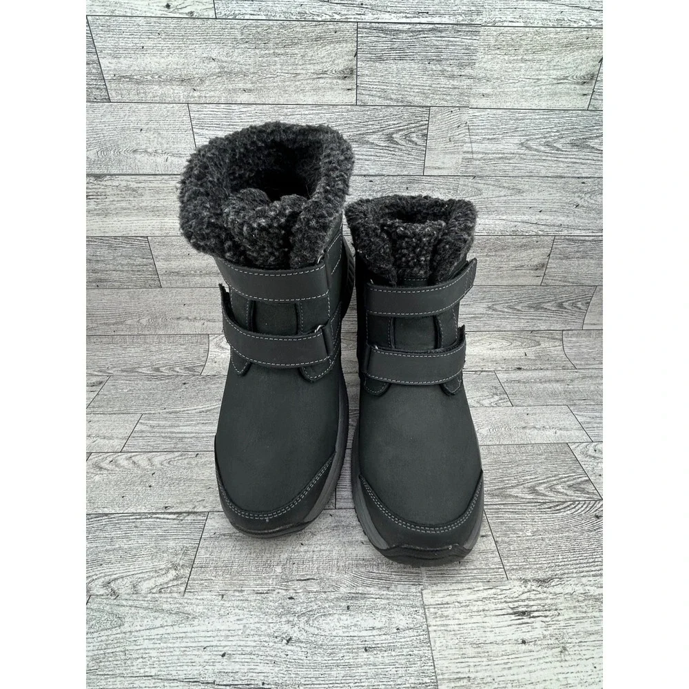 Orthofeet Florence 886 Women Size 7 Black Leather Ankle Boots Faux Fur Lining‎